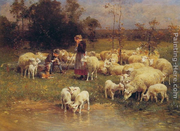 Guarding the Flock painting - Luigi Chialiva Guarding the Flock art painting